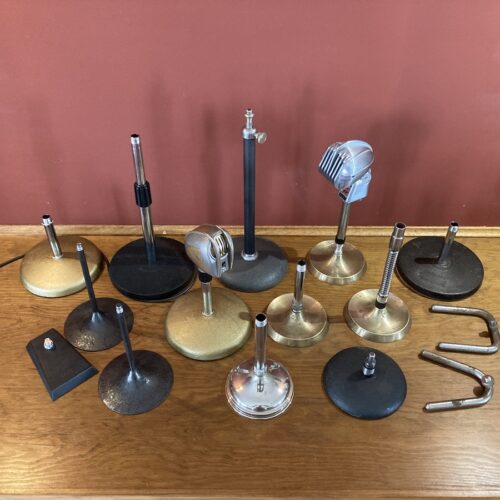 Bases metálicas para micrófonos sobremesa, soportes vintage