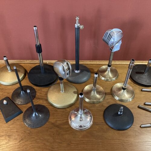 Bases metálicas para micrófonos sobremesa, soportes vintage