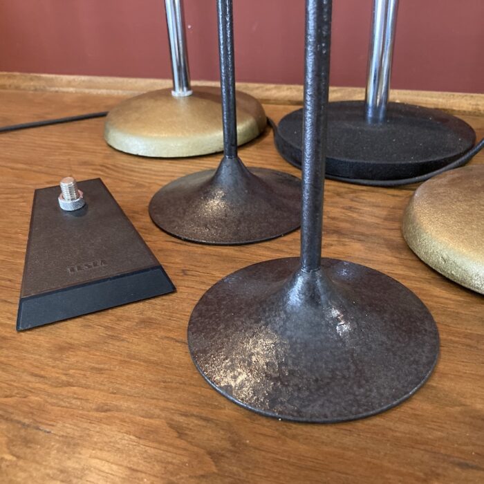 Bases metálicas para micrófonos sobremesa, soportes vintage